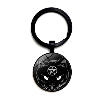 Privjesak za ključeve s mačje zvijezda 25 mm, moderan univerzalni privjesak, lanac za ključeve s crnom Mačkom, nakit