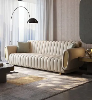 Moderan luksuzni kožni kauč, dnevni boravak, za tri osobe, veliki i mali stan, dizajn u kombinaciji kauč visoke klase