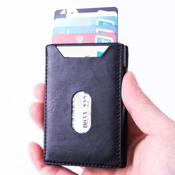 Ženski metalni držač za kreditne kartice, aluminijski RFID-blokiranje muški novčanik od umjetne kože, muški posao-kovčeg za bankovne kartice s kopčom za novac