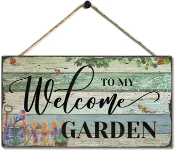 Vrt retro vintage drvene vrtne znaci, ukrasne ulične cvjetni znakovi za dom, dekor, Dobrodošli u Moj vrt, prekrasan znak za dom