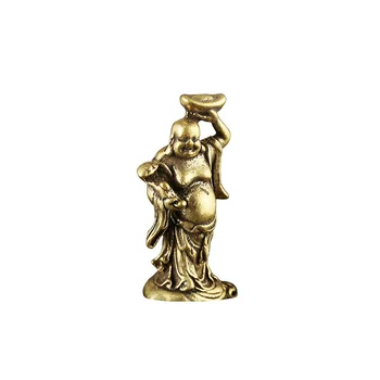 Bakar Mali Kipić Buddha Maitreje, Nakit, Ukrasi za Dom, Obrt, Dekoracija Stola u Dnevnom boravku, Pocket brass figurice