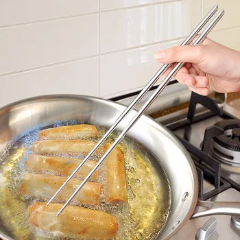 1 Par dužih 36 cm kineskim štapovima za kuhanje rezanaca od nehrđajućeg čelika za prženje na vrelom горшочке, Štapići za prženje mesa, kuhinjski alat