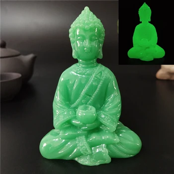 Osvijetljena u mraku Kip Buddhe za meditaciju, umjetna proizvodi od jade kamena skulptura Buddhe, statue za uređenje kućnog vrta