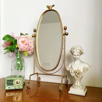 Vintage dekor slr rama Zlatne boje, luksuzni Toaletni stol u skandinavskom stilu, Estetski Desktop Ogledala Za šminkanje, Pribor za spavaće sobe Spiegel Decor