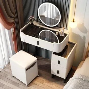 Toaletni stol Moderan Toaletni stol LED Mirros Domaći Toaletni stol za spavaće sobe Density Board Stolić za šminkanje s slr Namještaj