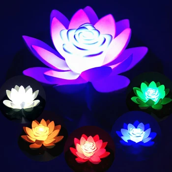 1/2 kom. Umjetni Plutajući Lotus Lotus Pool Light 18 cm uštedu energije Svjetiljka Na Solarnu Energiju, noćno svjetlo, Ribnjak, Bazen, Vrt, Akvarij