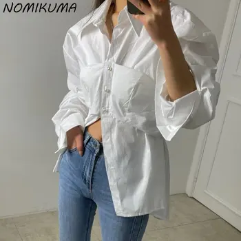 Nomikuma/ Modni Lažni Bluze-Juice, Ženske Jesensko-Zimske Novi Korejski Šik Elegantne Bluze S Odbačenost Ovratnik, Camisas Mujer