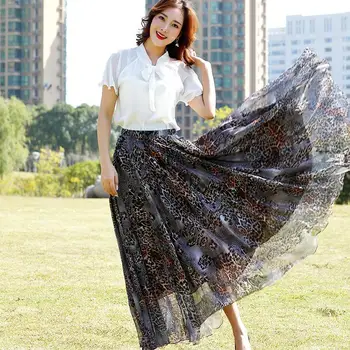 2023 Duge suknje za žene, ljetna шифоновая elegantna ženska suknja Maxi s po cijeloj površini, ženska korejski modne odjeće, ženstvena vanjska odjeća