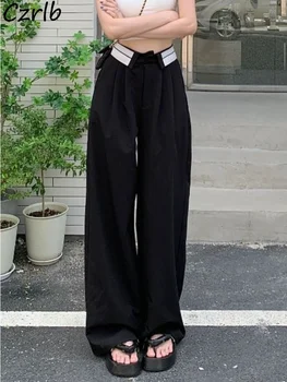 Široke hlače ženske S-3XL s pločama, svakodnevne ženske темпераментные berba besplatno trendy Ulzzang, jednostavna je univerzalna vanjska odjeća proljeće