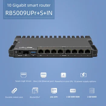 Pogodan za 10-gigabitni 9-lučkog data router s ožičenim POE-napajanje MikroTik RB5009UPr + S + POE IN enterprise-class 48