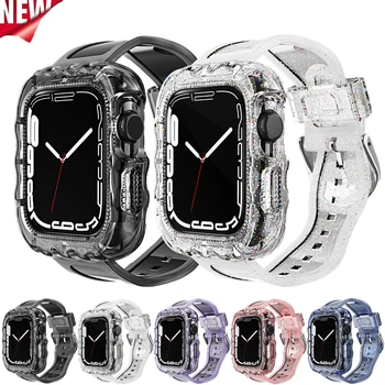 Prozračna Sportski Proziran Remen Za Apple Watch Series 8 7 45 mm 41 mm TPU Case Za iWatch 6 5 4 3 2 1 SE 38 mm 42 mm 40 mm 44 mm