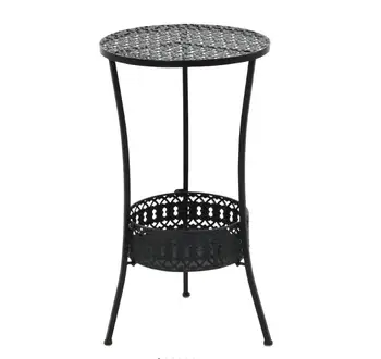 Metalni stol za bistro u vintage stilu sa donje košara, crna, 15,7 