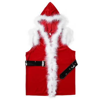 Muški Božićni kostim Djeda Mraza za косплея, baršunasto kaput s kapuljačom, komplet odjeće s mnogima od umjetnog krzna, novogodišnji maske top