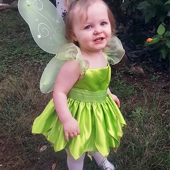 Halloween, cosplay, princeza, stranka za djevojčice, zeleni cvijet, Haljinu Vile Ding-ding, odijelo pixie s krilima leptira, setove od 2 do 10 godina