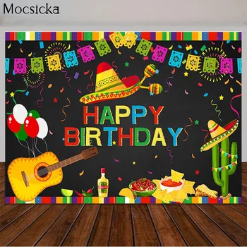 Dekorativna pozadina za proslave rođendana na temu meksičke fešte, Banner za zurke u povodu dana rođenja, Pozadina za fotografiranje, rekvizite za karneval, rekvizite za snimanje fotografija