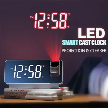 Pametni Digitalni Projekcija Sat Smart LED Clock Noćni Digitalni Satovi Društvene Društvene Elektronski Sat Za Punjenje putem USB Desktop Sat