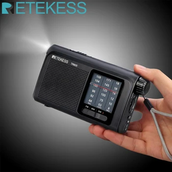 Retekess TR605 Prijenosni radio-FM/MW/SW ručnu svjetiljku s punjiva baterija, zvučnik za starije osobe
