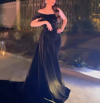 Jedno rame Sirena večernje haljine duge haljine de večer crnog Baršuna Večernja haljina فساتين سهرة večernja haljina s vlakom