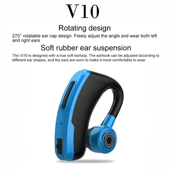 Bluetooth slušalica V10 in ear ear s punjenje kamera, Slušalice za poslovanje s brzim punjenja CSR-čip, slušalice u stanju čekanja, duge slušalice