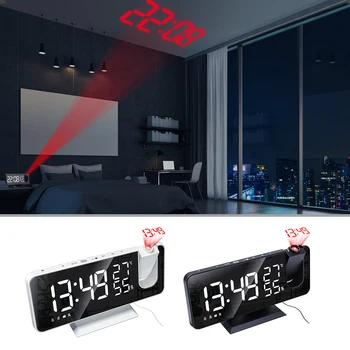 Led Mirror Alarm Stolni Digitalni Stropni Projektor Alarm USB Wake Up FM-Radio Projektor Vremena Noćni Sat Za Spavaće sobe