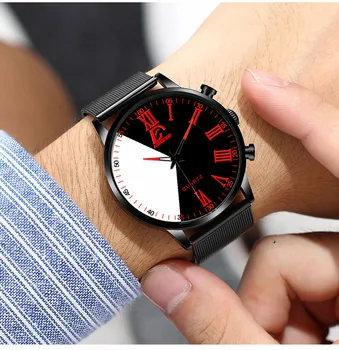 Modni gospodo минималистичные kreativna dvo-boja sat sa сращиванием, gospodo poslovne kvarcni ručni sat sa сетчатым remen od nehrđajućeg čelika
