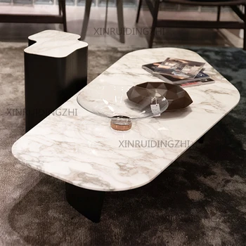 Talijanski jednostavan okrugli mramorni stolić, jednostavan raskošan stol u skandinavskom stilu, dizajnerske dnevni boravak, kućno stol