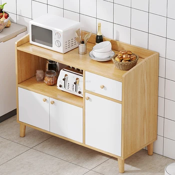 Moderni drveni kuhinjski ormari, nordijsko kuhinjski namještaj, Ormari za pohranu u dnevnoj sobi, Jednostavan kuhinja višeslojni buffet