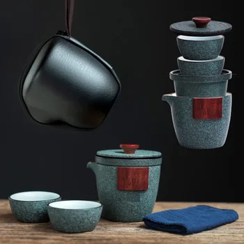 keramički čajnik gaiwan s 2 šalice čaja сервизов prijenosni prometni čaj s ceste torbom