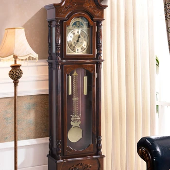 Europski vintage sat na sjedalu, mehanički vertikalne sat sa ljuljačkama Hemler, kineski podne sat za dnevni boravak, za kućanstvo od masivnog drva