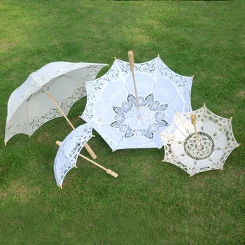 Kišobran, čipke kišobran, Vjenčanje Bijela Bridalumbrellas, Starinski rekvizite za vez nevjesta, Fotografiranje Vjenčanja, transparentan ukras