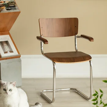 Skandinavski blagovaona stolice od nehrđajućeg čelika za kuhinju, retro naslona, naslon za ruku, blagovaona stolice, dizajn Namještaja za odmor i dnevni boravak