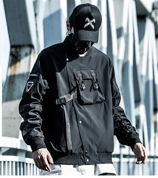 Muška Moda jakna Techwear Funkcionalnih Džepova Hi Street Flight Bomber Coat Oversize U Stilu Hip-Hop, Taktička Odjeća