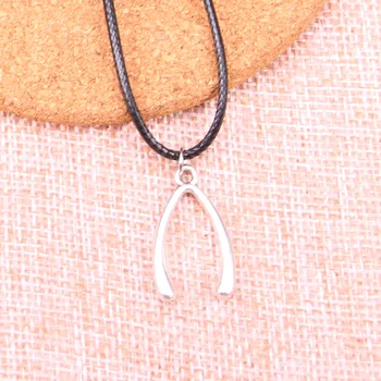 20 komada Starog srebrne boje, privjesak u obliku kockice na sreću 25*14 mm, kožna ogrlica-lanac ogrlica od crne kože kabel
