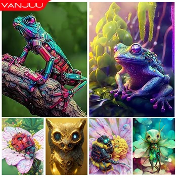 Mehanički diamond slikarstvo sa životinjama, Pčelinji žaba, diamond vez, kompletna električna bušilica, Kreativne slike iz rhinestones, skup križićima