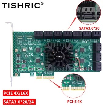 TISHRIC PCIE SATA Karta 20/24 priključka PCI-Express 4X 16X za 3.0 Naknada za proširenje Kontroler Naknade Riser Naknada za Proširenje Kontroler