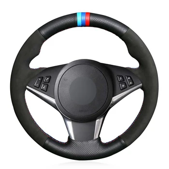 Napravljen ručno Crna Torbica za Volanom Automobila od prave kože i Antilopa za BMW E64 aktivnosti iz 2004-2010 E60 E61 (Touring) a 530d E63 2003-2010