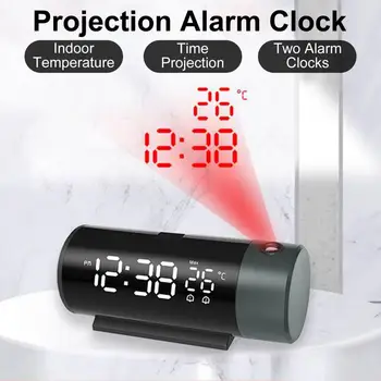 12/24 Satni alarm Temperatura zaslon Digitalni sat Funkcija ponavljanja Mali stolić za spavaće sobe Led sat s projektorom za dom