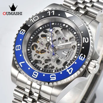 40 mm mens OUMASHI, srebrne, crne, plave, luksuzni automatski satovi NH70, vodootporan sat od nehrđajućeg čelika
