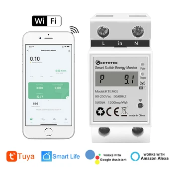 Din-Rake Tuya Smart Life Jednofazni WIFI Energetski Voltmetar vat-sat metar 220 v 50 Hz Napon kwh Struje Električni Monitor