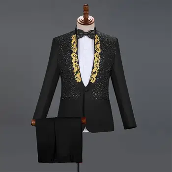 Muški pjevač, vodeći kazališni show, svečanosti, vjenčanja i sportska jakna, hlače, komplet od dva predmeta, novo odijelo