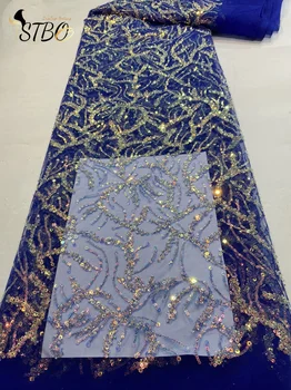 Moderan dizajn 2023 godine, afrička tkanina, kvalitetan vez perle, сетчатое čipke sa šljokicama za izradu večernja haljina