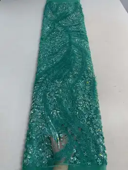Afrička cvjetne čipke tkanina od perli 2023, Visokokvalitetna 5 metara, нигерийская francuski nadvoji čipka cvjetne čipke tkanina za šivanje materijala svadba