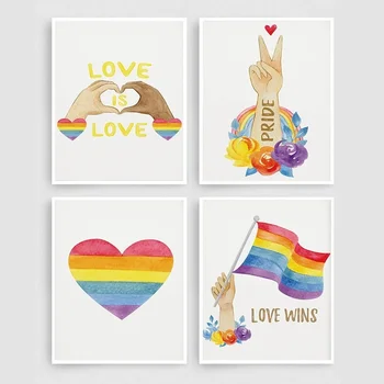 Gay Pride Srce Ljubav-to je Ljubav prema svijetu Umjetnički plakat na platnu ispis za uređenje dnevnog boravka, slika na zidu kuće