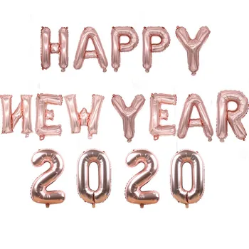 S Novim 2020 godine, balone s natpisima iz zlatne srebrne folije, Ukras za zurke u doček Nove godine, Ukras za balone