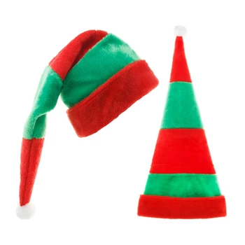 Božićno šešir Djeda Mraza s помпоном, crvena zelena, prugasta šešir čokolade Djeda Mraza, meke božićne ukrase, odmor potrepštine, odijelo