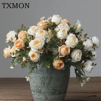 Svila umjetne Ruže s 5 glave, klasični Cvijeće, Lijep Buket, Dekoracija vjenčanje kuće površine, lažni biljke, Poklon za Valentinovo