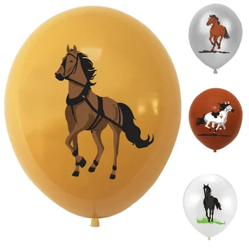 15 kom./compl. Trkaći konj, uljepšavanje za party s balonom, 12-inčni konja, lateks balon, Kauboj, čobanica, tematski rođendan, bijela Tamno Čelo