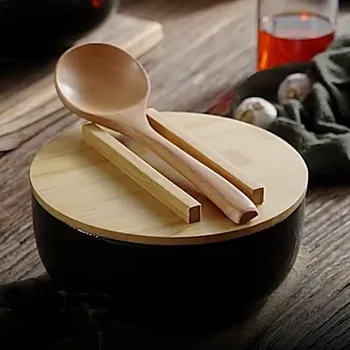 Japanski zdjela FANCITY Posuđe za instant rezanci s Blagovaonicom posuđe stakleno Keramička zdjela za salatu Donesite drvenom žlicom Drveni štapići za jelo