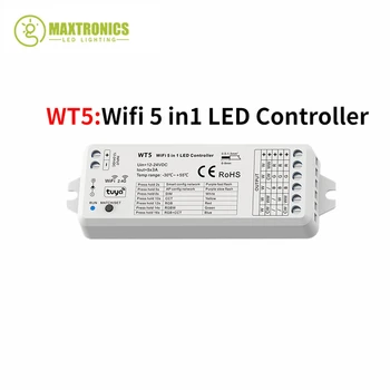 DC12V-24V WT5 5в1 led Wifi Kontroler RF 2.4 G Bežični prekidač za kratka svjetla Smart Voice Control za iste boje полосовых čvora RGB RGBW RGBCCT