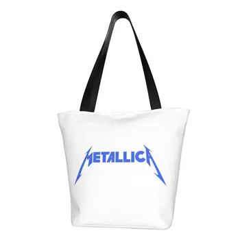 Reusable plava torba za kupovinu u stilu heavy metal, ženska холщовая torba-тоут, periva vrećica za kupovinu u stilu rock-n-roll
